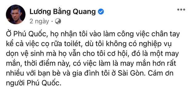 Lương Bằng Quang lên tiếng trước thông tin phải cọ toilet để mưu sinh, 4 tháng kẹt ở Phú Quốc sống thế nào? - Ảnh 4.