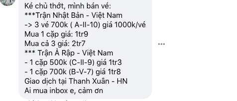 Vé xem trận Việt Nam - Nhật Bản bán tràn lan trên mạng với giá cao - 2