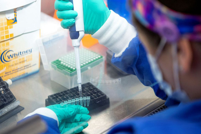 Chuyên gia y tế phòng thí nghiệm Đại học bang Ohio, Mỹ, giải trình tự gene virus tìm kiếm biến chủng Omicron, ngày 3/12. Ảnh: Reuters