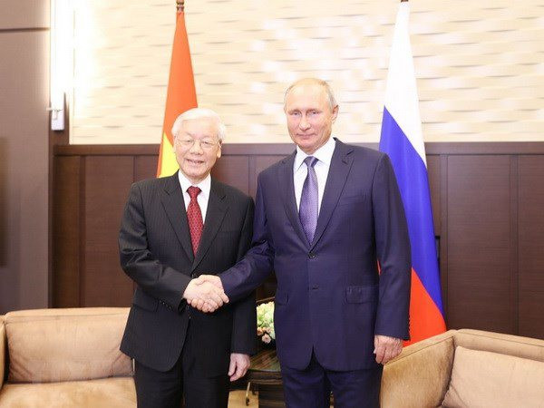 Tổng Bí thư Nguyễn Phú Trọng hội đàm với Tổng thống Vladimir Putin trong trong chuyến thăm chính thức Liên bang Nga tháng 9-2018. Ảnh: TTXVN