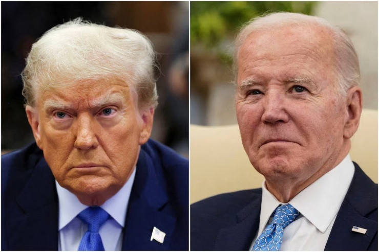 Cựu Tổng thống Mỹ Donald Trump (trái) và Tổng thống Mỹ Joe Biden. Ảnh: REUTERS