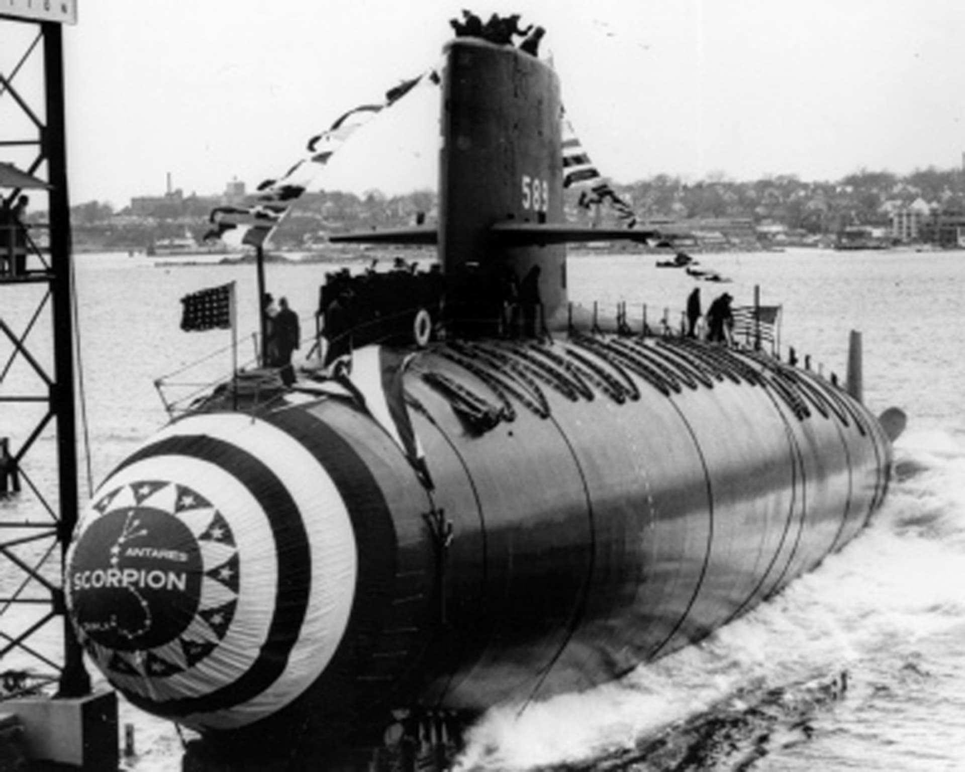 Tàu ngầm hạt nhân USS SSN-589 Scorpion của Mỹ trước khi bị chìm (ảnh: Daily Mail)