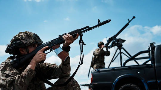 Vệ binh quốc gia Ukraine trong cuộc tập trận ở Odessa, Ukraine, ngày 29/6/2023. Ảnh: Los Angeles Times