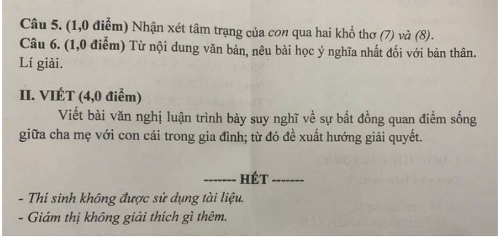 Tỉnh đầu tiên thi lớp 10, đề và đáp án môn ngữ văn - 2