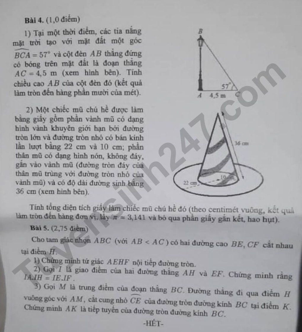 Đề và đáp án môn toán thi lớp 10 năm 2025 tỉnh Đồng Nai - 2