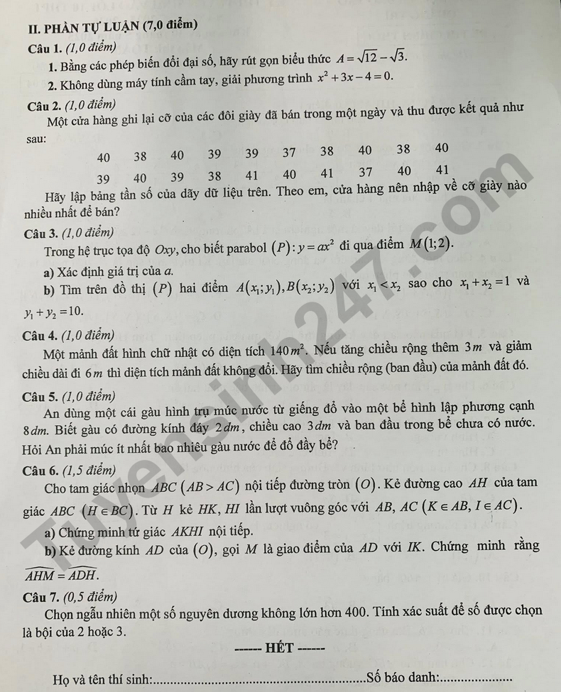 Dap an de thi vao lop 10 mon Toan - Quang Tri 2025