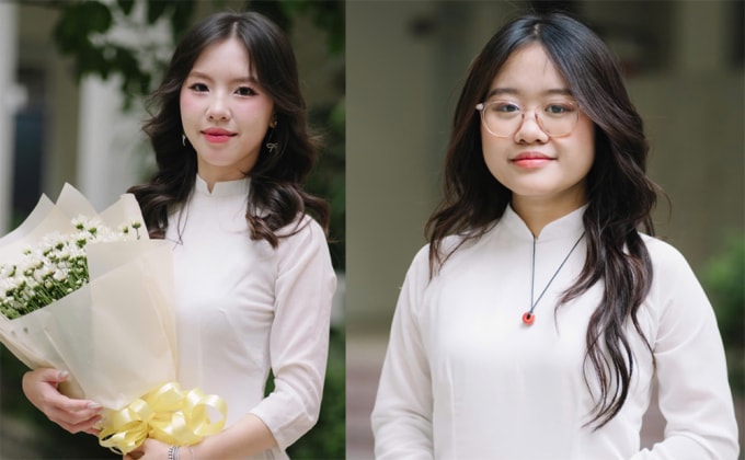 Bùi Vân Anh (phải) và Phạm Hoàng Anh. Ảnh: Nhà trường cung cấp