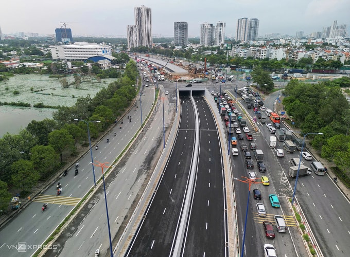 Hầm chui đã hoàn thành kết cấu, chờ thông xe, tháng 5/2025. Ảnh: Quỳnh Trần