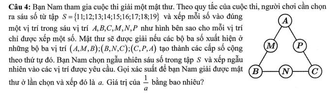 Bài toán giải mật thư trong đề thi tốt nghiệp THPT Toán. Ảnh: Chụp màn hình