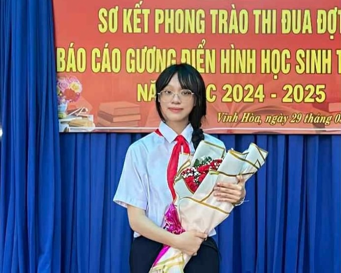 Nguyễn Bảo Châu, học sinh lớp 9/2, trường THCS Lý Thái Tổ. Ảnh: Gia đình cung cấp