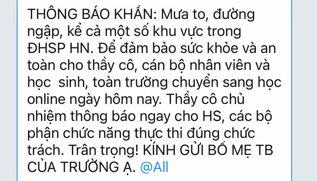Loạt trường học ở Hà Nội phát thông báo khẩn vì đường ngập như sông - 2