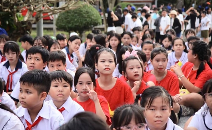 Học sinh trường THCS Nguyễn Văn Trỗi, phường An Phú, trong buổi sinh hoạt hồi tháng 5. Ảnh: THCS Nguyễn Văn Trỗi