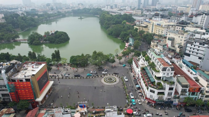 Quảng trường Đông Kinh Nghĩa Thục nhìn từ trên cao, ảnh chụp sáng 10/9. Ảnh: Hoàng Phong