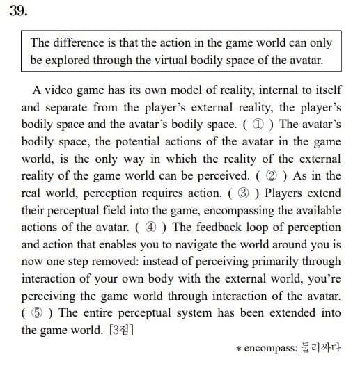 Câu số 39 trong đề thi đại học môn tiếng Anh ở Hàn Quốc năm 2025. Ảnh: The Korea Times