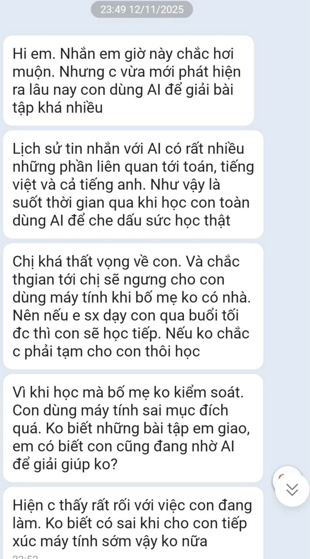 Mẹ hốt hoảng lúc nửa đêm, cho con ngừng học vì dùng AI giải bài tập - 1