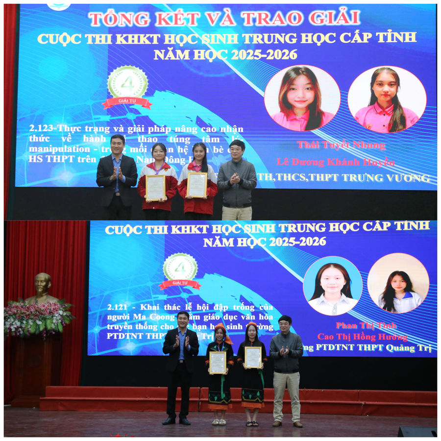 Ban tổ chức trao chứng nhận cho các dự án đạt giải Ba và giải Tư. giai-4.png