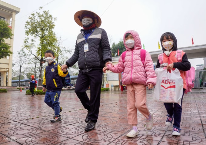 Học sinh trường Tiểu học Ngô Sĩ Kiện, xã Thanh Trì, tháng 2/2022. Ảnh: Phạm Chiểu