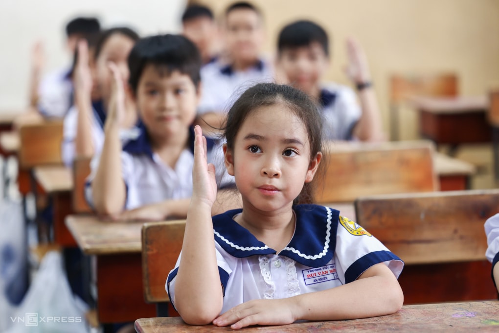 Học sinh trường tiểu học Bùi Văn Mới, phường Phước Long, TP HCM, tháng 9/2025. Ảnh: Quỳnh Trần
