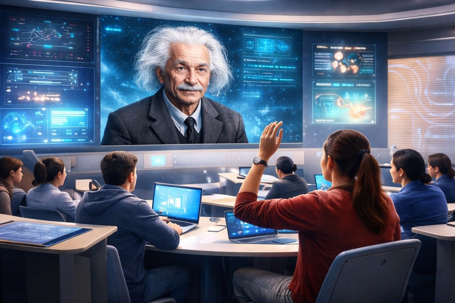 Avatar có ngoại hình giống nhà khoa học Albert Einstein được đưa vào giảng dạy với AI.