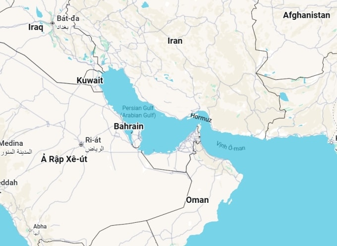Eo biển Hormuz – yết hầu duy nhất để ra khỏi vịnh Ba Tư. Ảnh chụp GM