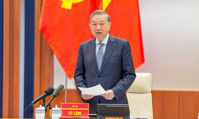 Tổng Bí thư Tô Lâm làm việc tại TP Hải Phòng, sáng 16/3. Ảnh: Đàm Thanh