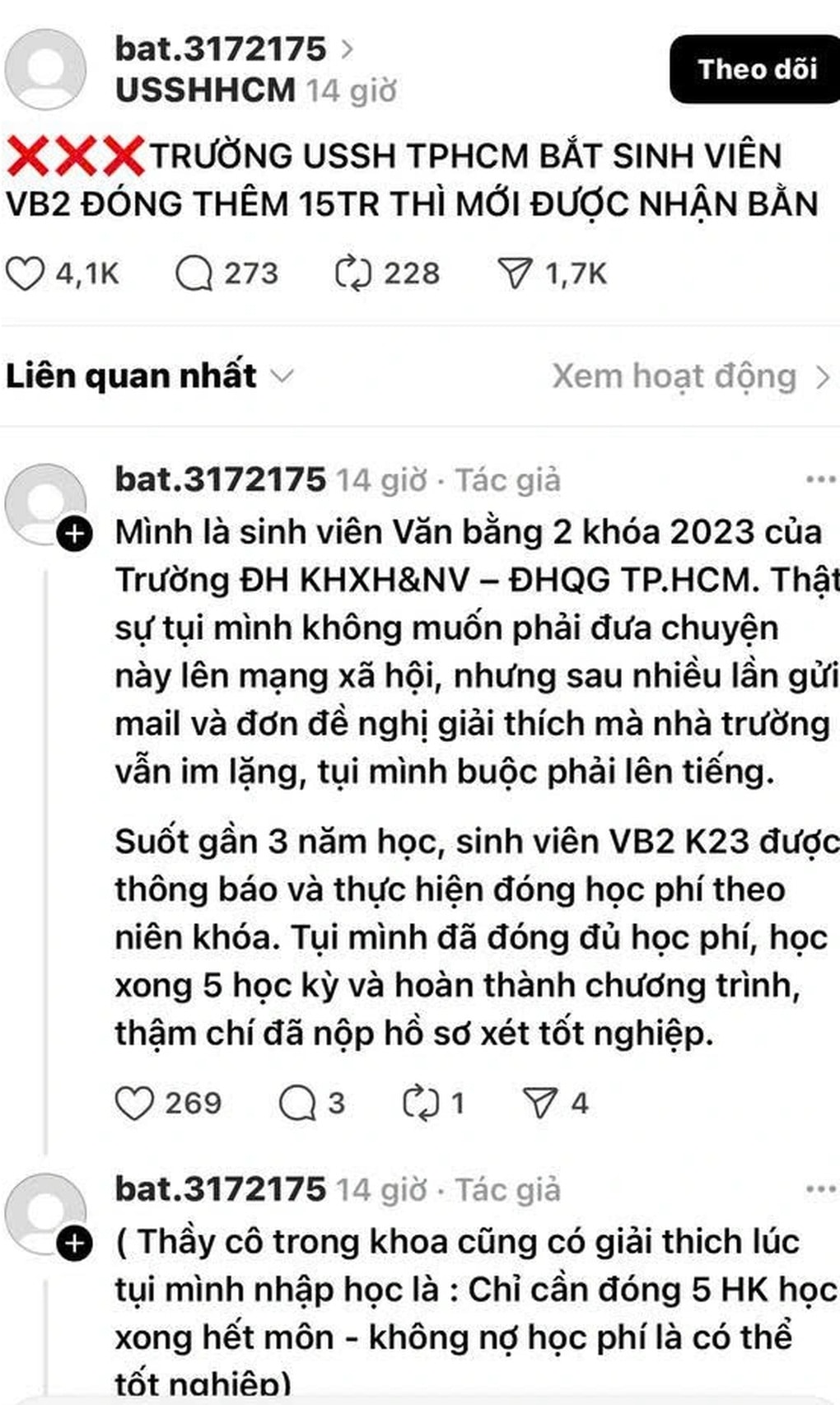 Sinh viên tố phải đóng 15 triệu mới được nhận bằng, nhà trường nói gì? - 1