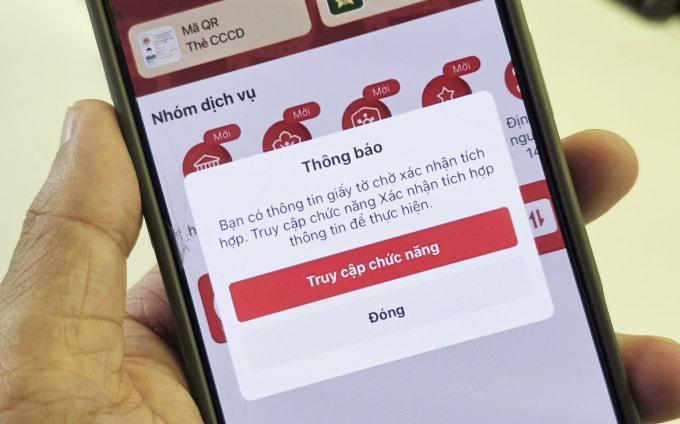 Mục Số điện thoại trong Ví giấy tờ trên VNeID của một người dùng, nhưng chưa có thông tin, vào sáng 15/4. Ảnh: Lưu Quý