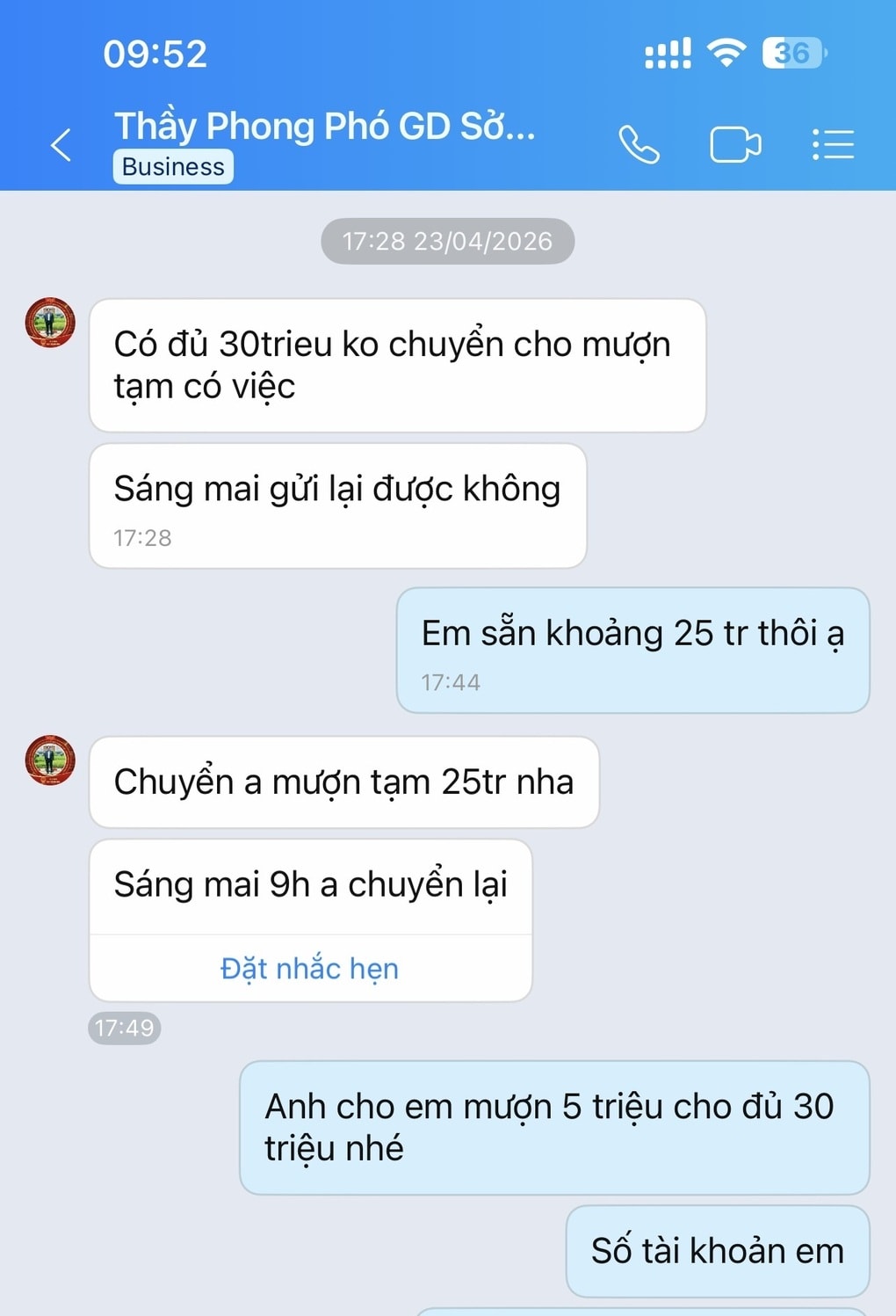 Những màn đáp trả tin “anh mượn tạm 30 triệu” từ Zalo Phó Giám đốc Sở - 1