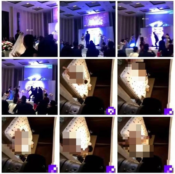 Chú rể phát clip nóng của cô dâu và anh rể ngay trong đám cưới gây xôn xao cộng động mạng. Ảnh: WEIBO