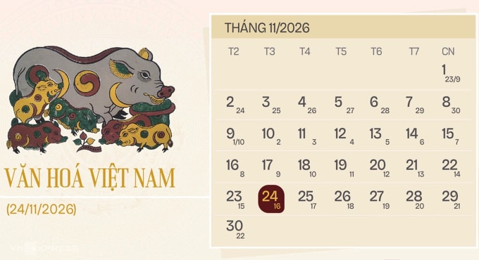 Ngày Văn hóa Việt Nam 24/11 vừa được Quốc hội quyết định là ngày nghỉ hưởng nguyên lương. Đồ họa: Tạ Lư