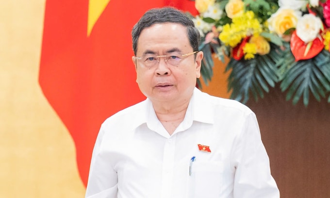 Chủ tịch Quốc hội Trần Thanh Mẫn phát biểu tại cuộc họp. Ảnh: Hoàng Phong