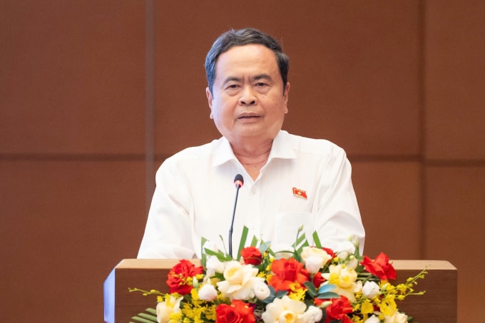 Chủ tịch Quốc hội Trần Thanh Mẫn phát biểu tại Hội nghị. Ảnh: Hoàng Phong