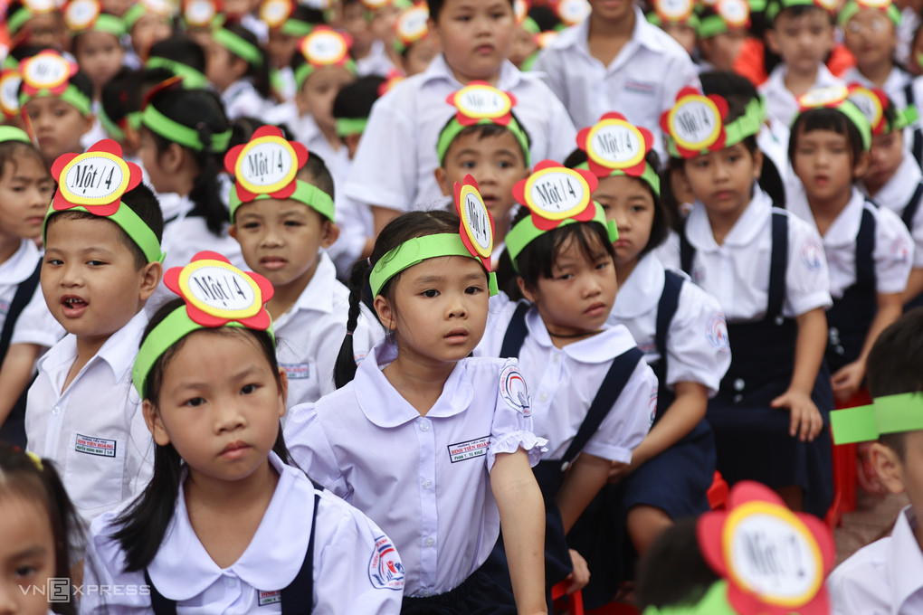 Học sinh trường tiểu học Đinh Tiên Hoàng, TP HCM, tháng 9/2023. Ảnh minh họa: Quỳnh Trần