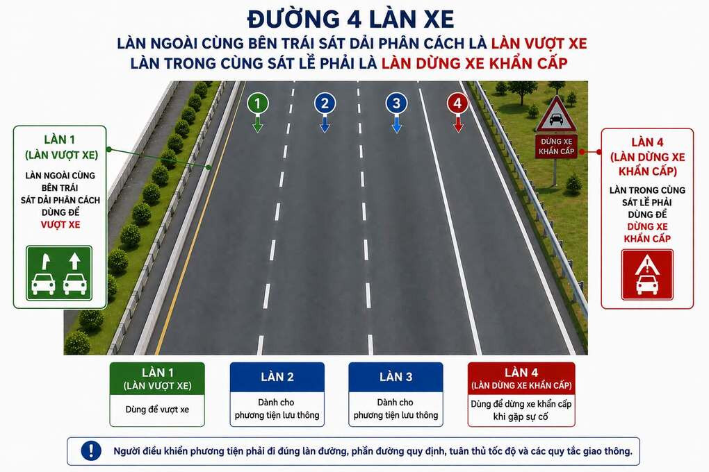 Cục CSGT đề xuất làn trái cao tốc chỉ dùng để vượt, cấm chạy liên tục