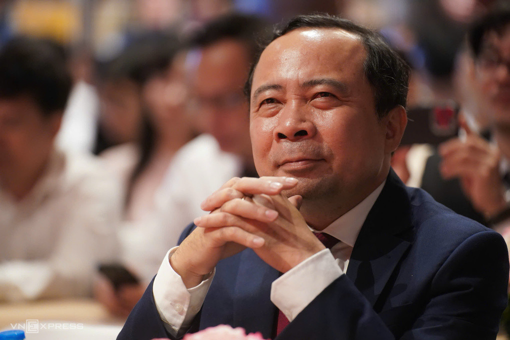 Bộ trưởng Khoa học và Công nghệ Vũ Hải Quân tại lễ trao Học bổng Vallet, sáng 23/8. Ảnh: Hoàng Giang