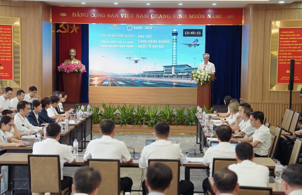 Diễn tập mô phỏng được thực hiện trên các trụ cột có mối quan hệ trực tiếp và liên tục trong chuỗi khai thác hàng không là Bảo đảm hoạt động bay - Cảng hàng không - Hãng hàng không.