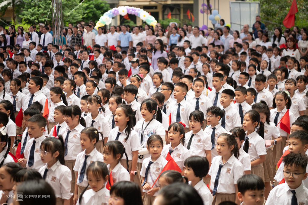 Học sinh trường Tiểu học Nguyễn Viết Xuân, phường Yên Hòa, Hà Nội, trong ngày khai giảng, tháng 9/2026. Ảnh: Thế Bằng