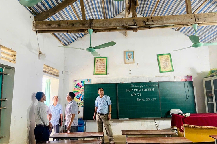 Phòng học tại điểm lẻ Tiến Sơn xuống cấp. Ảnh: Đức Hùng