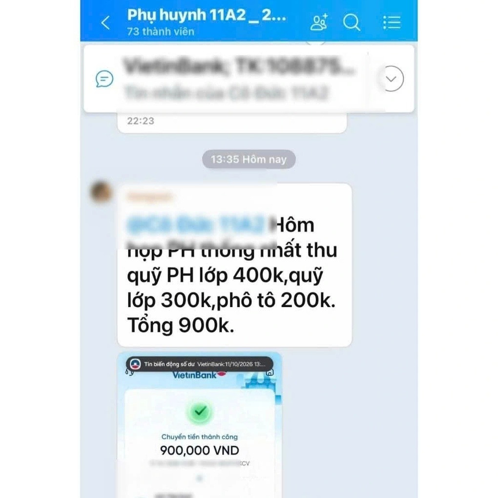 Quỹ phụ huynh lớp 400.000 đồng, hiệu trưởng yêu cầu dừng thu - 1