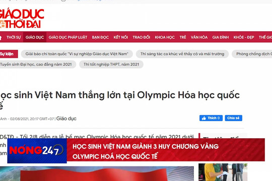Việt Nam giành 3 Huy chương Vàng Olympic Hoá học quốc tế