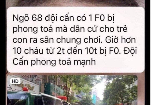 Hà Nội: Thông tin 10 trẻ em ở Đội Cấn bị F0 là sai