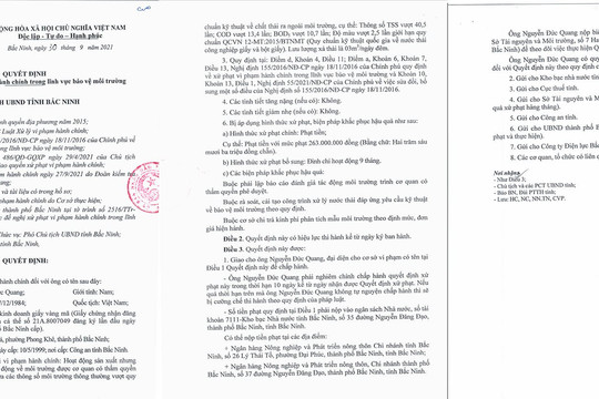 Tỉnh Bắc Ninh phạt nặng một cá nhân xả thải trái phép