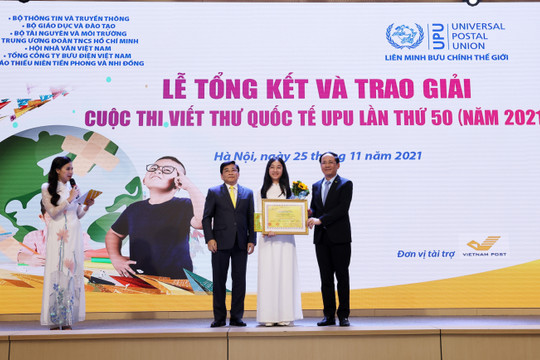 Học sinh lớp 8 Hà Nội giành giải ba Viết thư quốc tế UPU lần thứ 50
