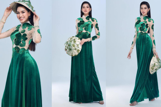Hoa hậu Đỗ Thị Hà tung loạt ảnh áo dài lấy ý tưởng từ rau má