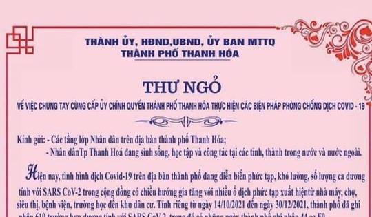 Thành phố Thanh Hóa kêu gọi người dân không về quê dịp Tết