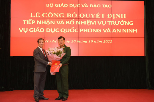Thiếu tướng Trần Ngọc Thanh làm Vụ trưởng Vụ Giáo dục Quốc phòng và An ninh