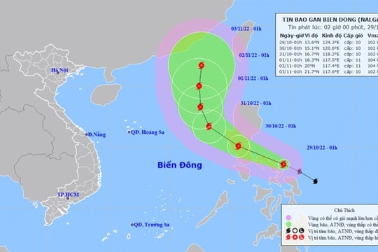 Bão Nalgae giật cấp 12 đang tiến vào Biển Đông