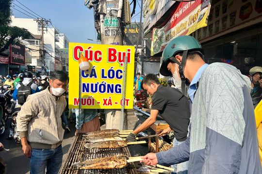 TP.HCM: Chen chân mua cá lóc nướng, nhiều người phải 'vào bếp' để giữ cá đã chọn