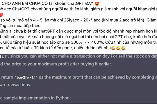 Tài khoản ChatGPT đã được rao bán tại Việt Nam