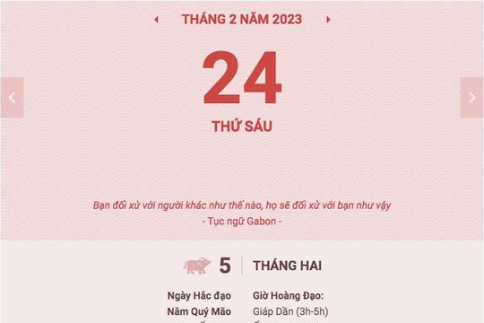 Lịch âm 24/2 - Xem âm lịch hôm nay 24/2 - Lịch vạn niên 24/2/2023